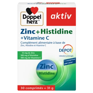 Illustration of the product packaging Doppelherz aktiv Zinc + Histidine front view